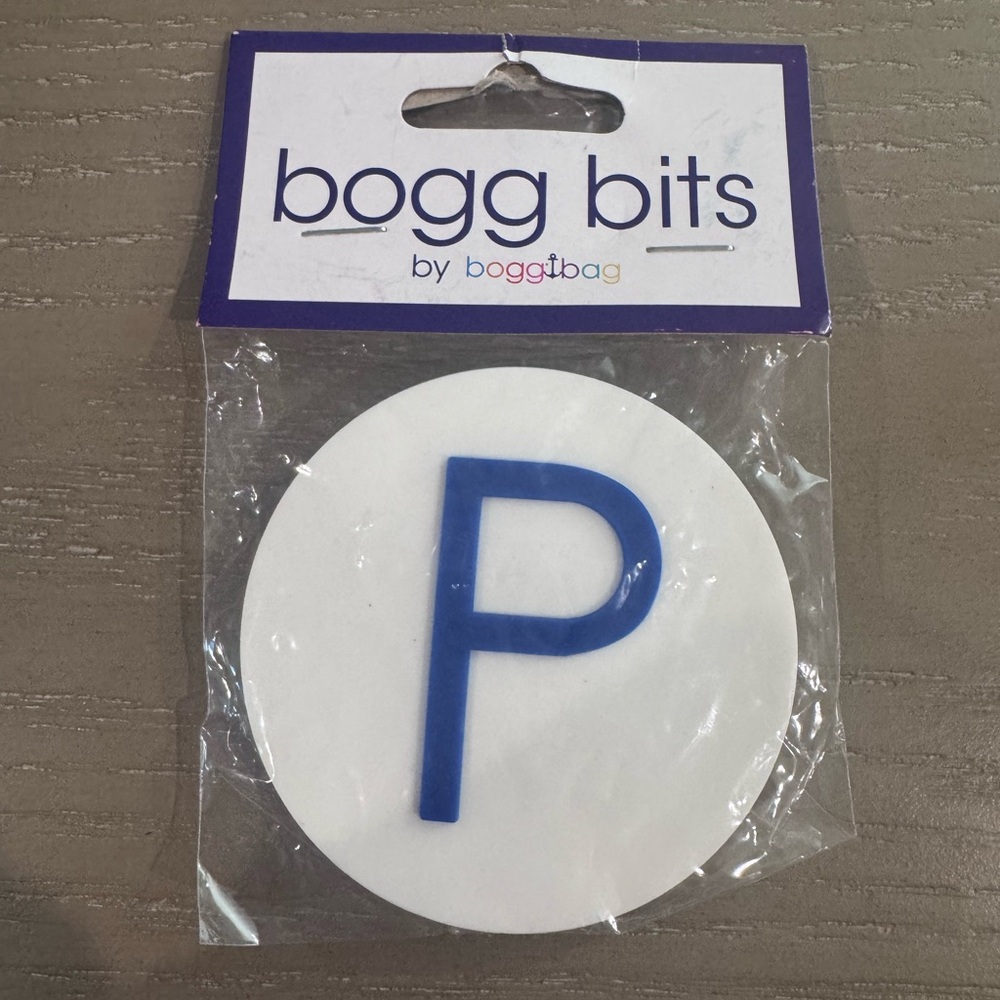 NWT BOGG BITS Blue and White Letter P Tote Accessory